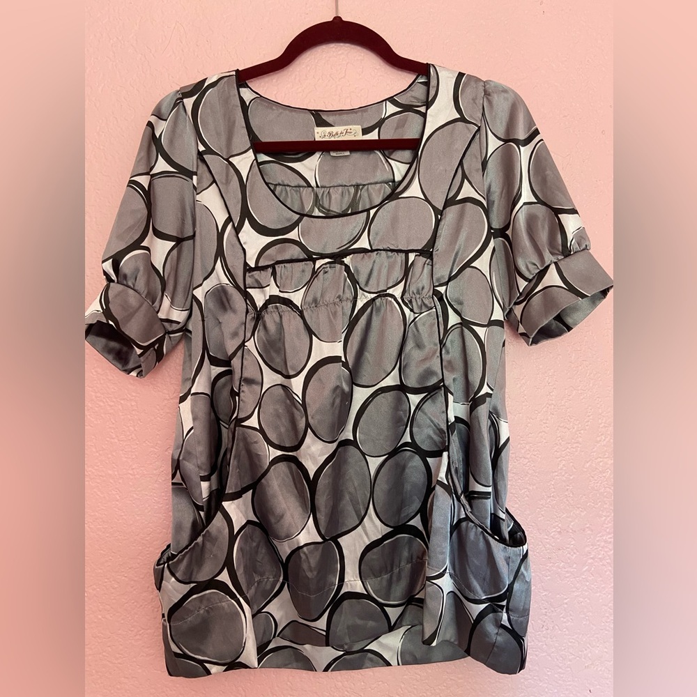 Belle Du Jour Black and Grey Babydoll Top
